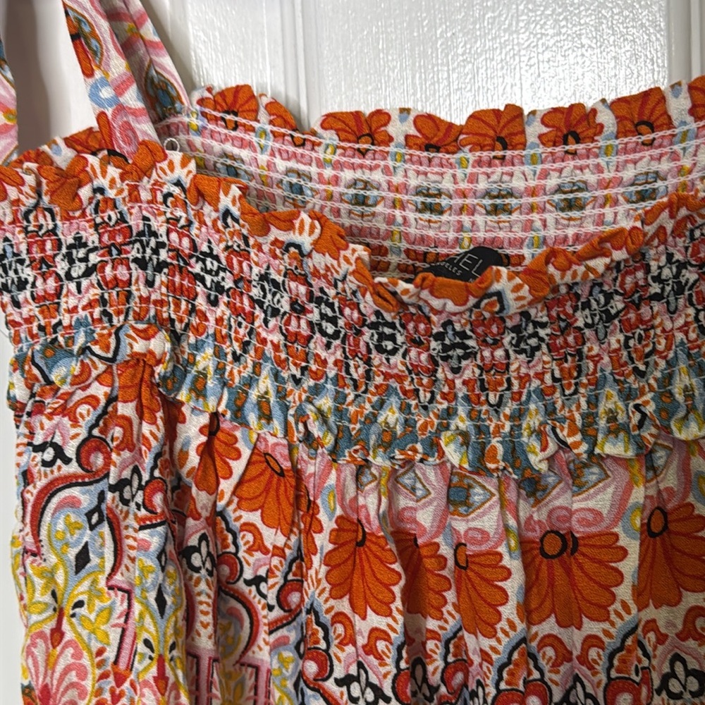 Rachel Zoe Red Smocked Tie Front Tank Top - Picture 5 of 11